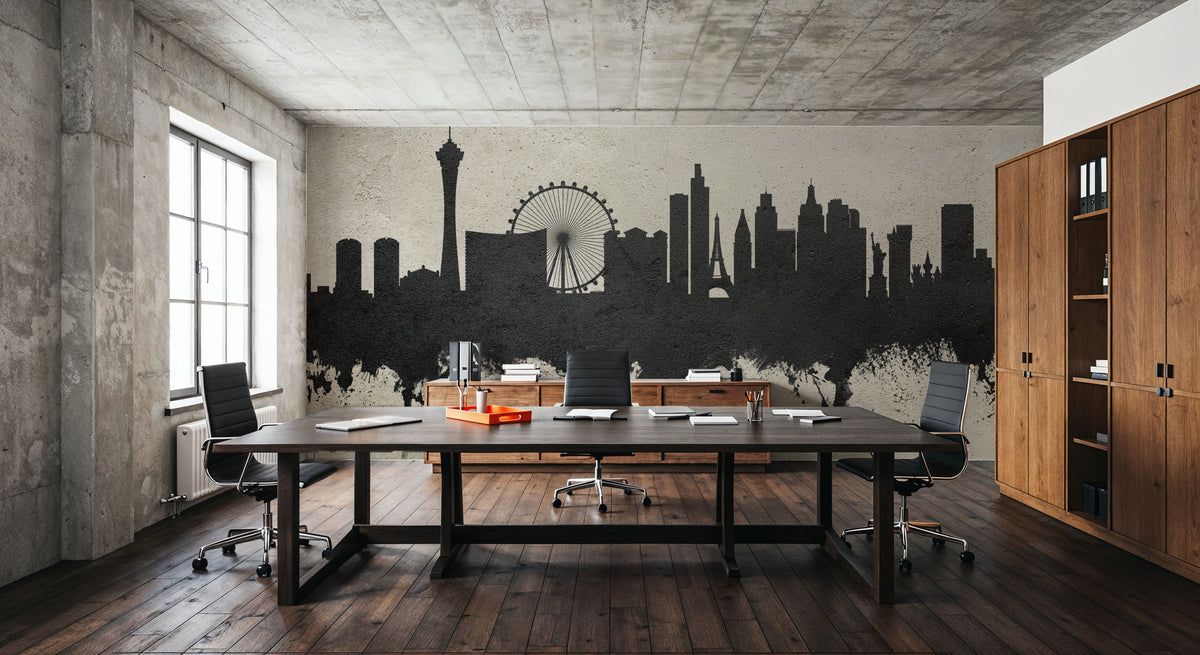 Las Vegas Nevada Skyline Concrete Mural Wallpaper - room preview 05