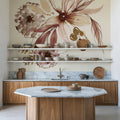 Sepia Floral Mural Wallpaper - room preview 05