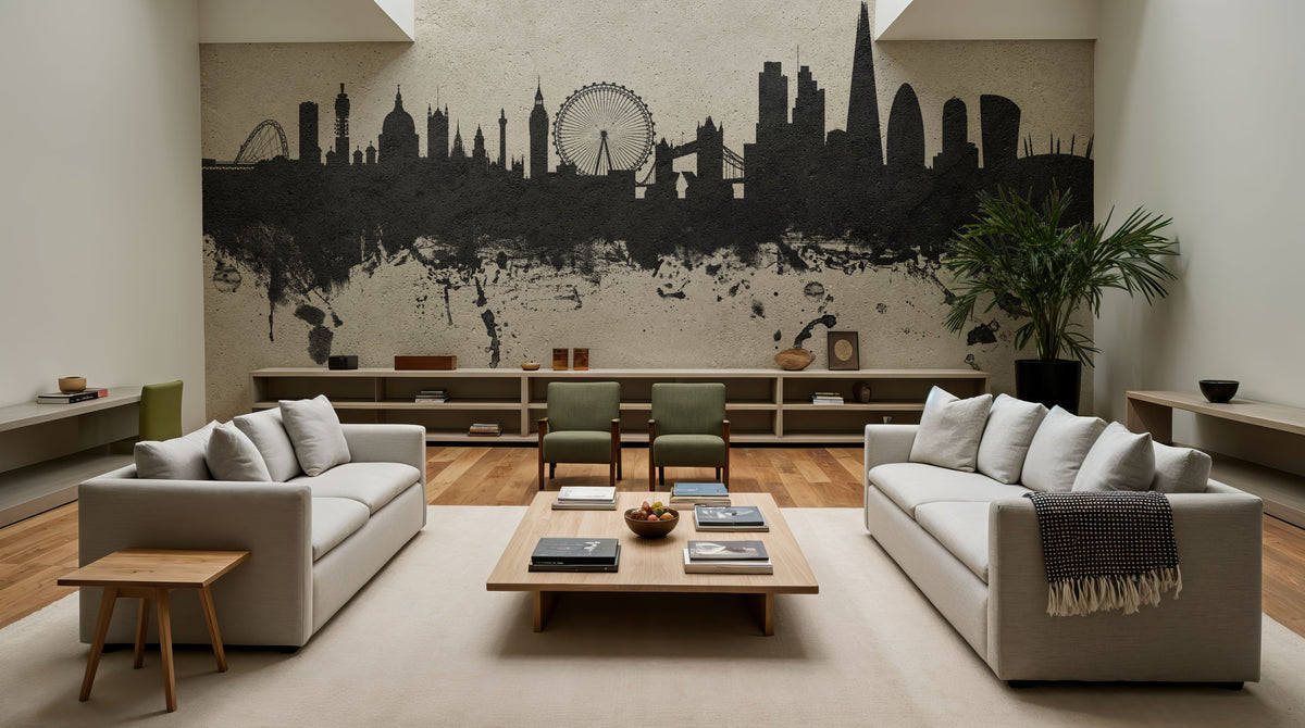 London Skyline Concrete Mural Wallpaper - room preview 05