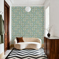 Maritime Tiles Yellow and Blue Mural Wallpaper - room preview 05