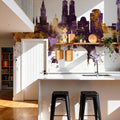 Munich Skyline Purple & Gold Mural Wallpaper - room preview 05