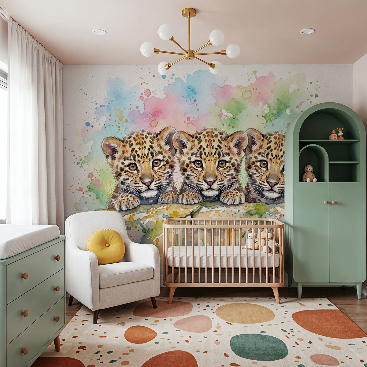 Leopard Cubs - Cute Baby Animals Series Mural Wallpaper - room preview 05
