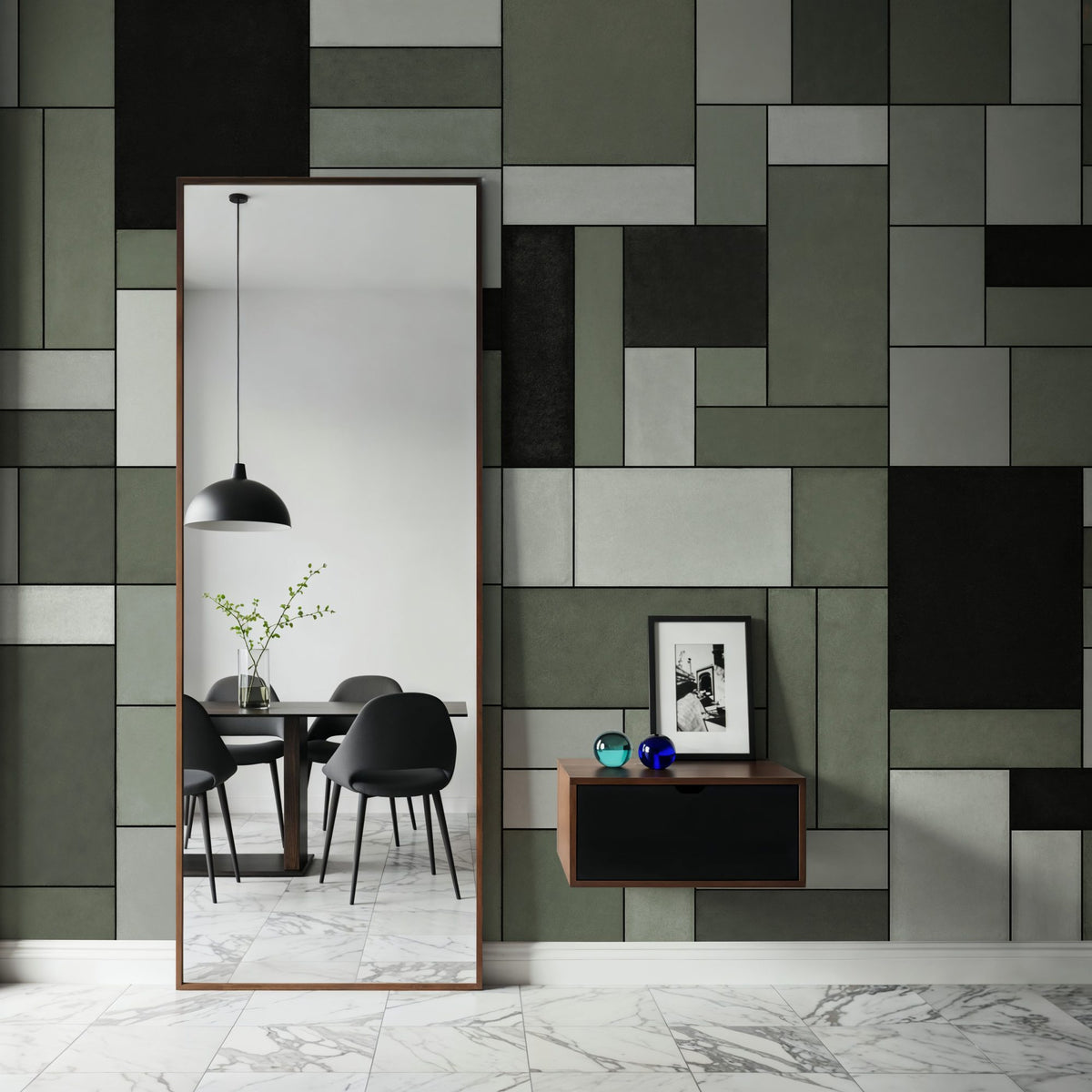 Spectrum Blocks, Olive Mural Wallpaper - room preview 05
