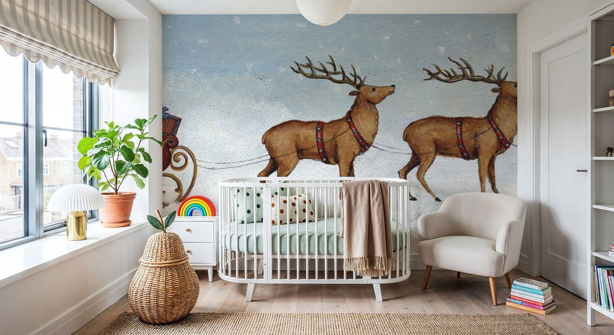 Deck the Halls Reindeer Mural Wallpaper - room preview 05