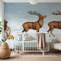 Deck the Halls Reindeer Mural Wallpaper - room preview 05