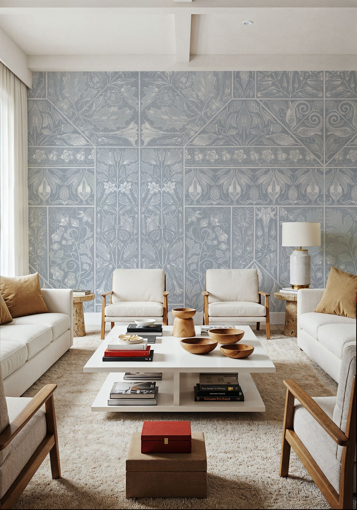 Floral Mood Blue Mural Wallpaper - room preview 05