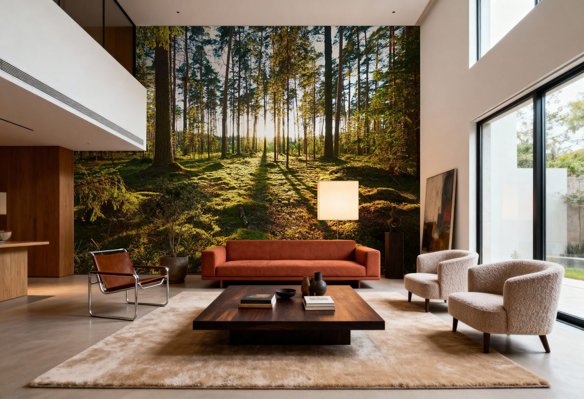 Pine Forest Sunrise Mural Wallpaper - room preview 05