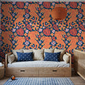 Otomi Cool Tigers, Orange & Navy Mural Wallpaper - room preview 05