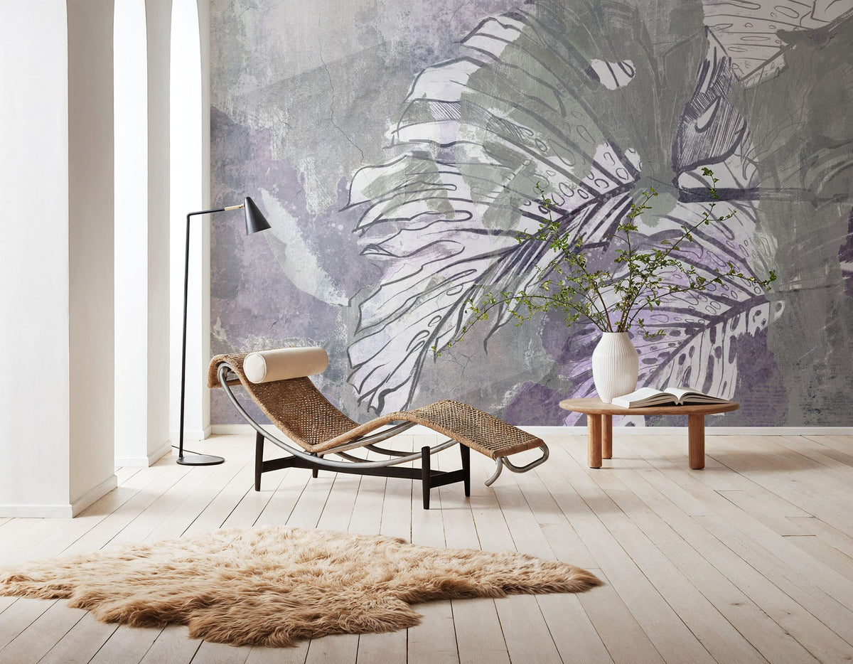 High Grunge Leaves Mural Wallpaper - Edition 4 - room preview 05