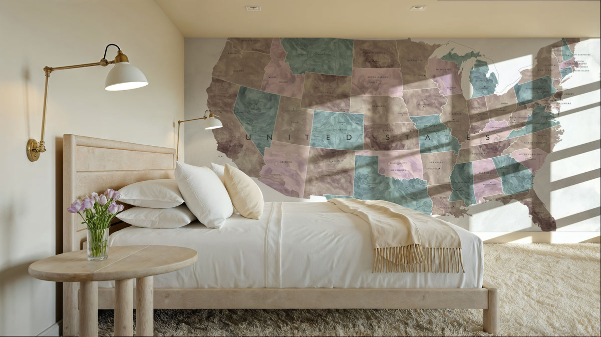 US State Map - Leire Wash Mural Wallpaper - room preview 05