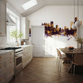 Detroit Michigan Skyline Purple & Gold Mural Wallpaper - room preview 05