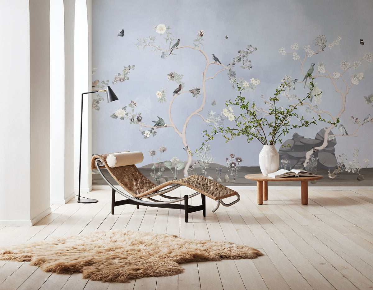 Birds in the Garden Deep Blue Mural Wallpaper - room preview 05