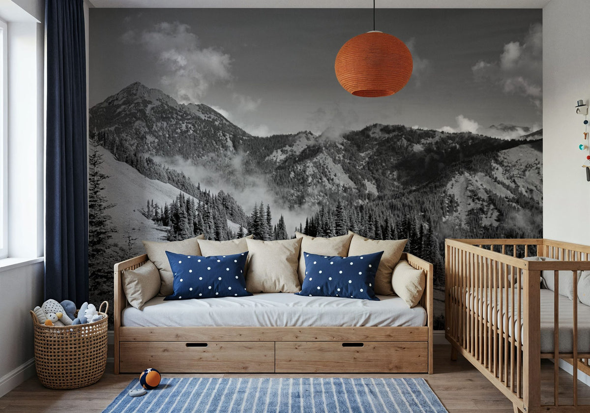 Olympic Mountains Mural Wallpaper - room preview 05