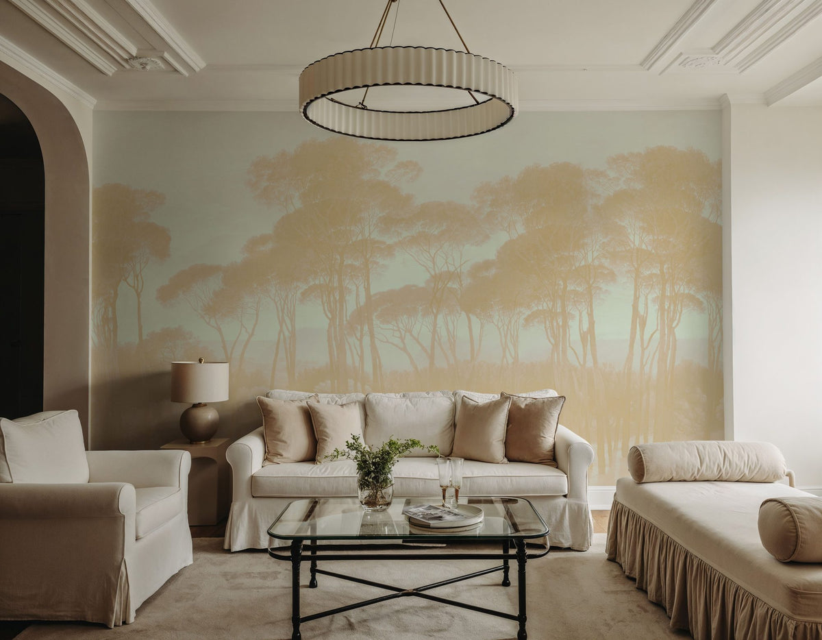 Mediterranean Pine Landscape, Apricot Mural Wallpaper - room preview 05