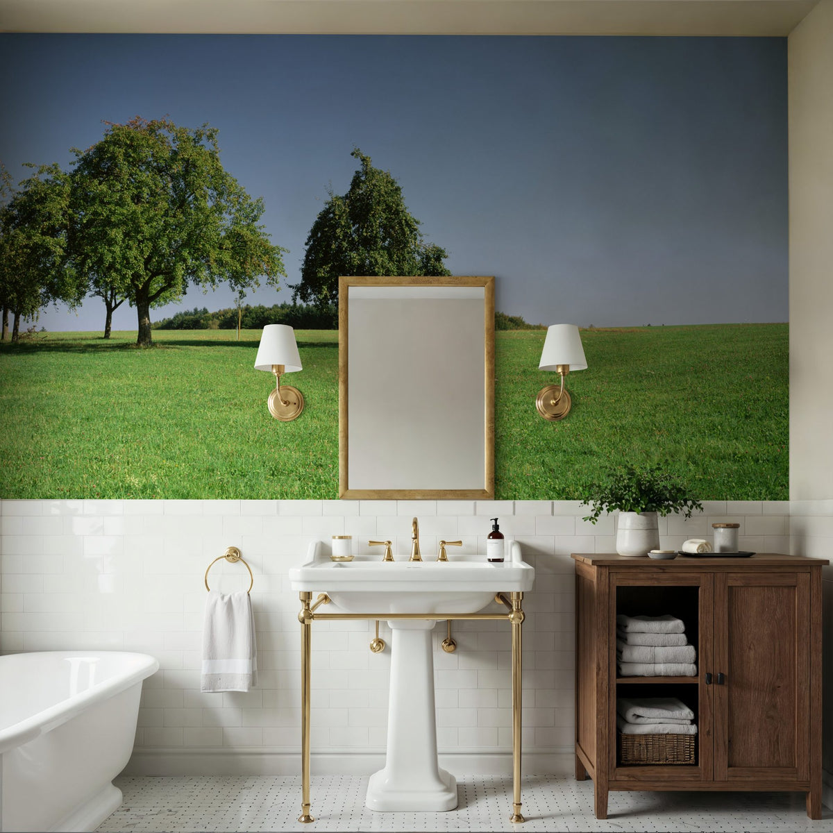 Tranquil Tree Line Mural Wallpaper - room preview 05