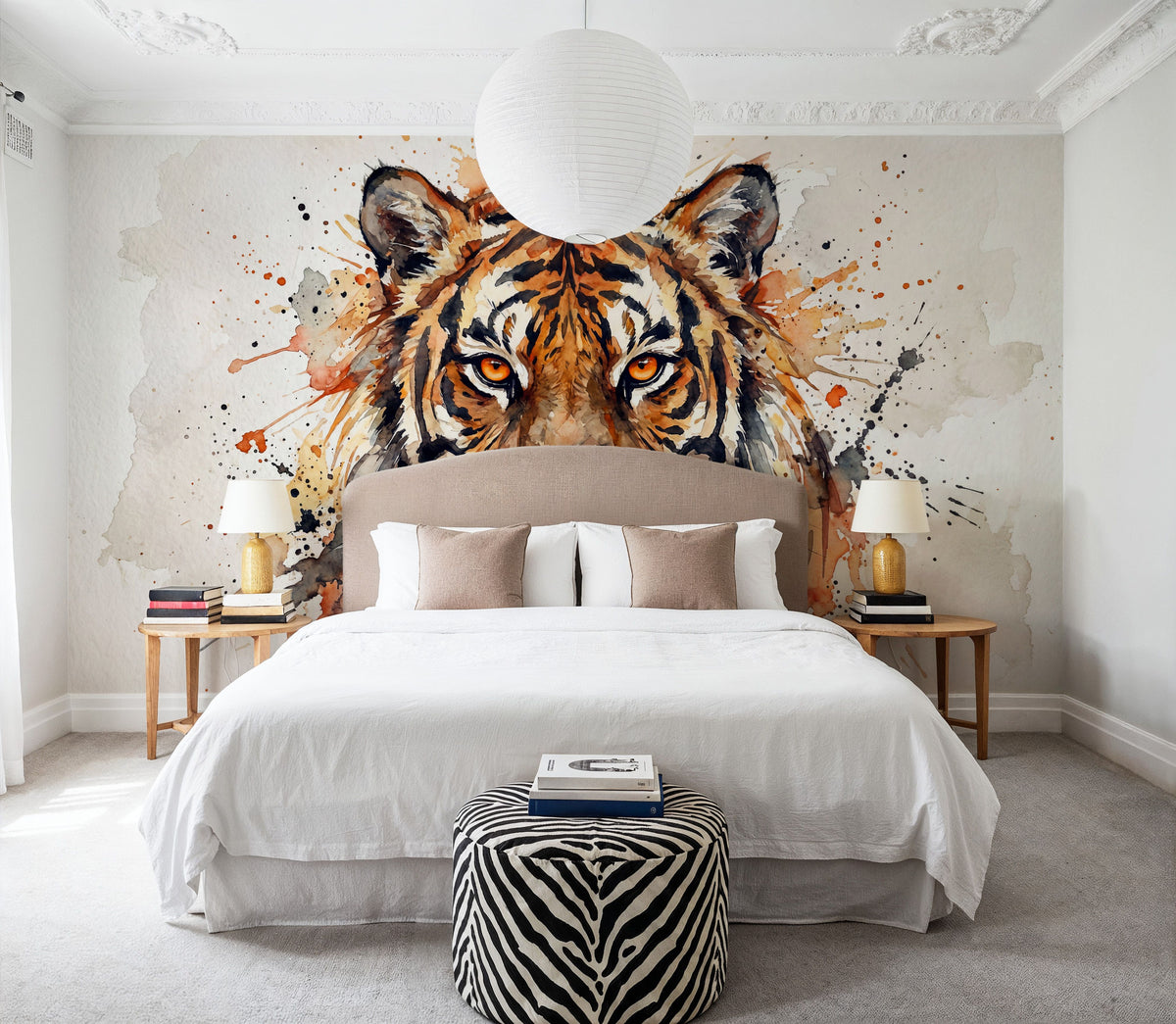 Tiger - Watercolor Predators Series Mural Wallpaper - room preview 05