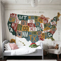 Letterpress USA Map Warm Mural Wallpaper - room preview 05