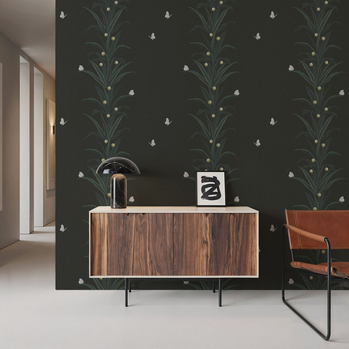 Foliage & Butterflies - Slate Mural Wallpaper - room preview 05