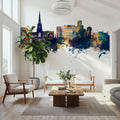 Solihull England Skyline Blue & Bronze Mural Wallpaper - room preview 05