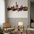 Strasbourg France Skyline Purple & Gold Mural Wallpaper - room preview 05