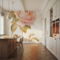 Garden Rose on White Mural Wallpaper - room preview 05