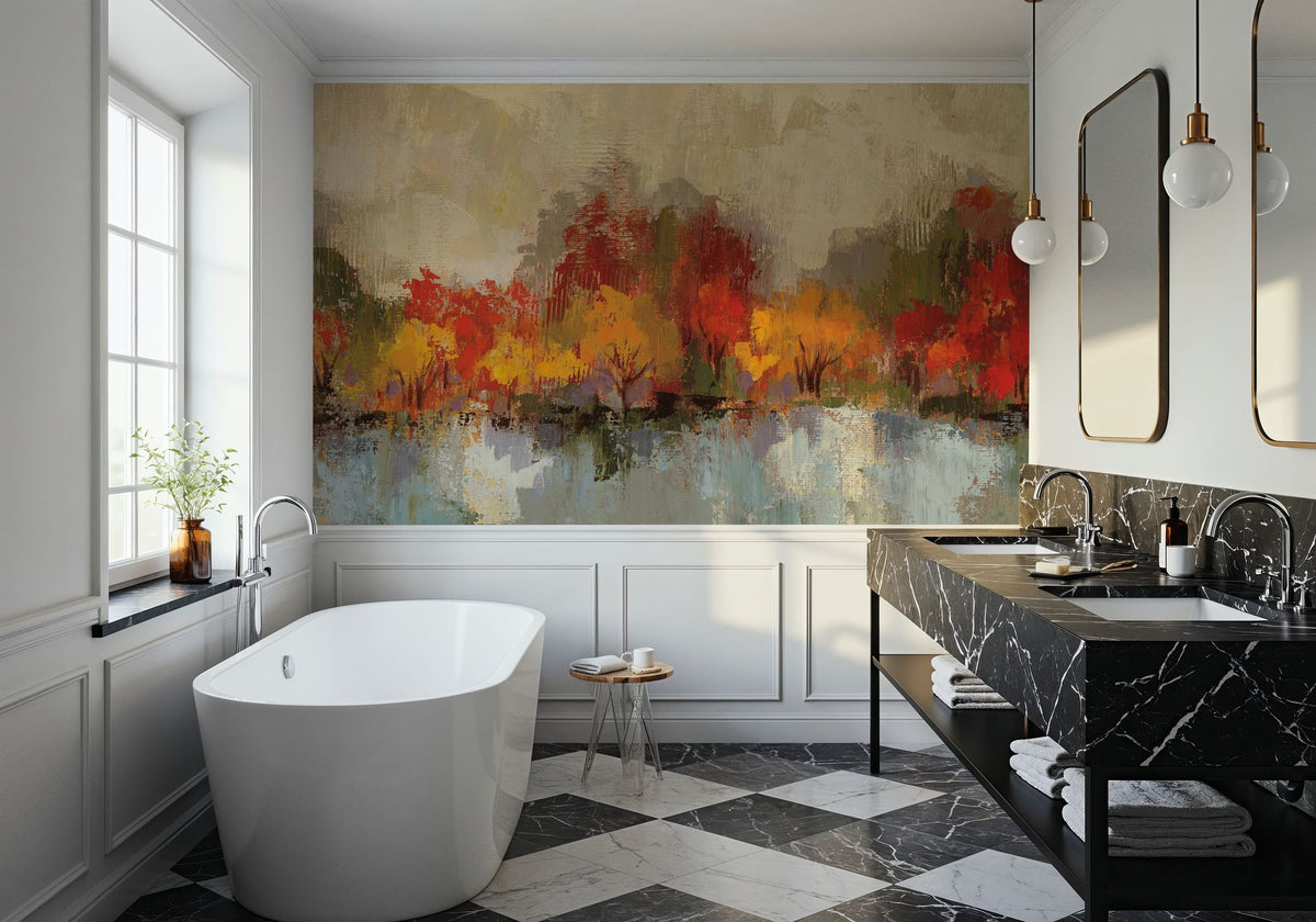 Autumn River Reflection Mural Wallpaper - room preview 05