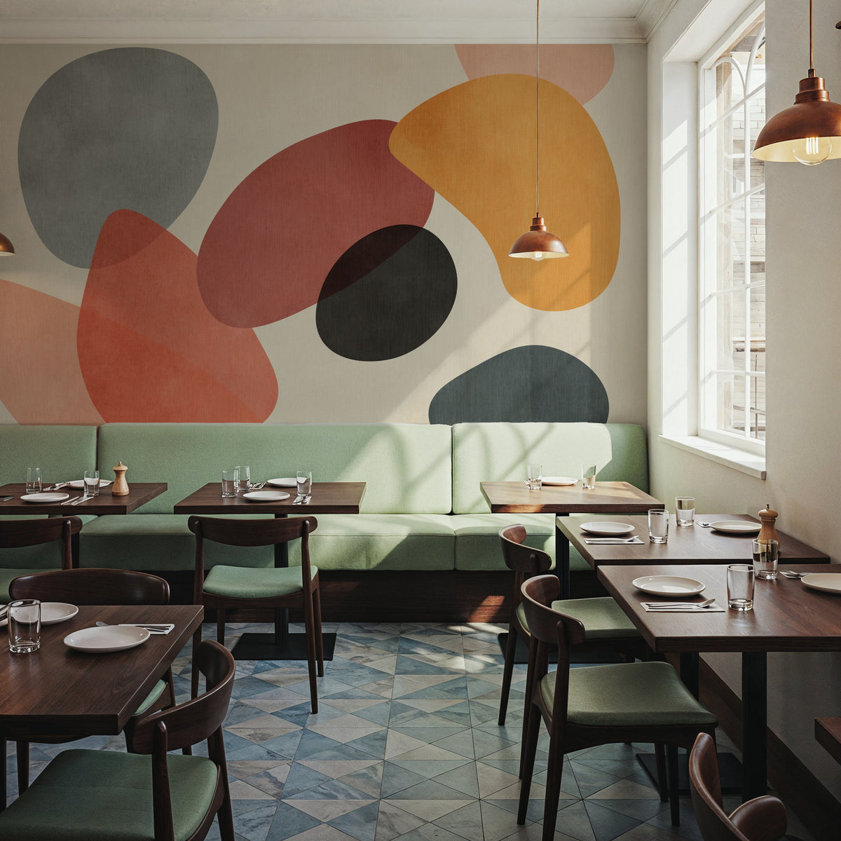 Lava Shapes, Orange Pop Mural Wallpaper - room preview 05