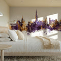 Derry Northern Ireland Skyline Purple & Gold Mural Wallpaper - room preview 05