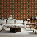 Geo Floral, Chocolate Mural Wallpaper - room preview 05