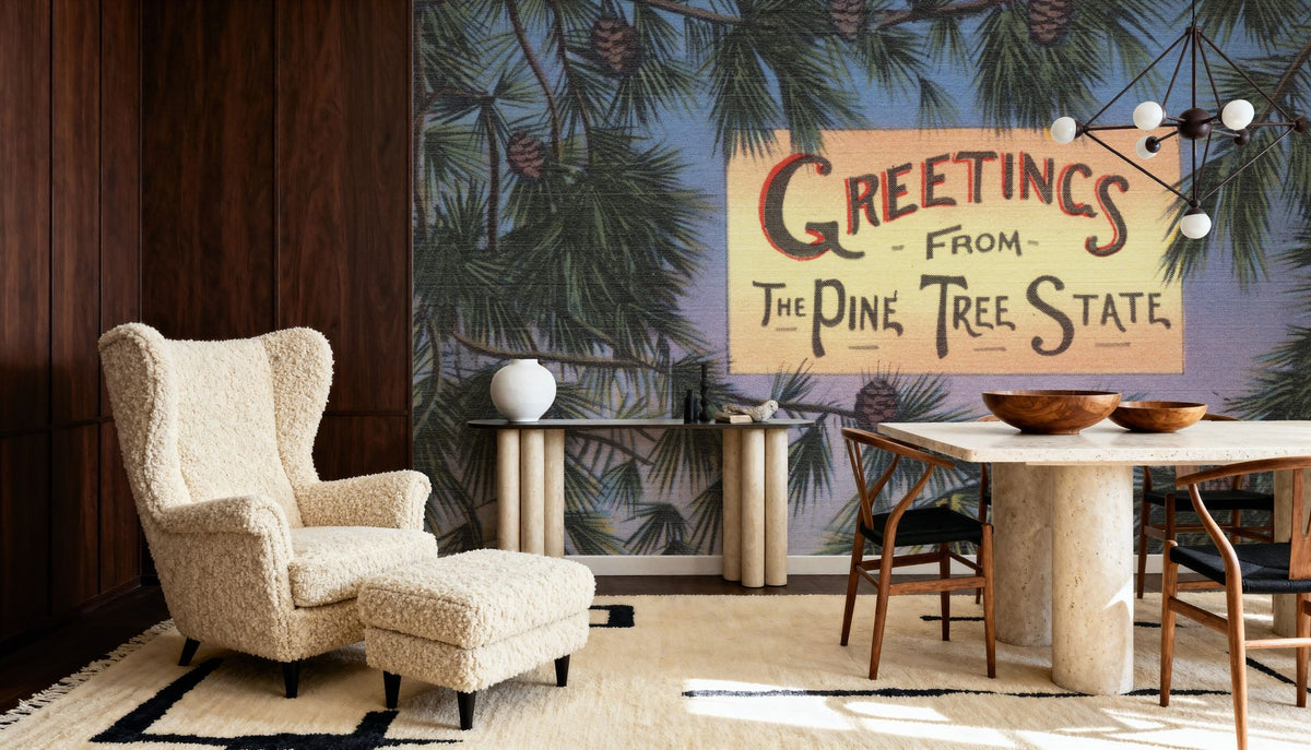 Greetings From Pine Tree State Mural Wallpaper - room preview 05