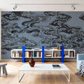 Ukiyo-e Clouds, Denim Blue Mural Wallpaper - room preview 05