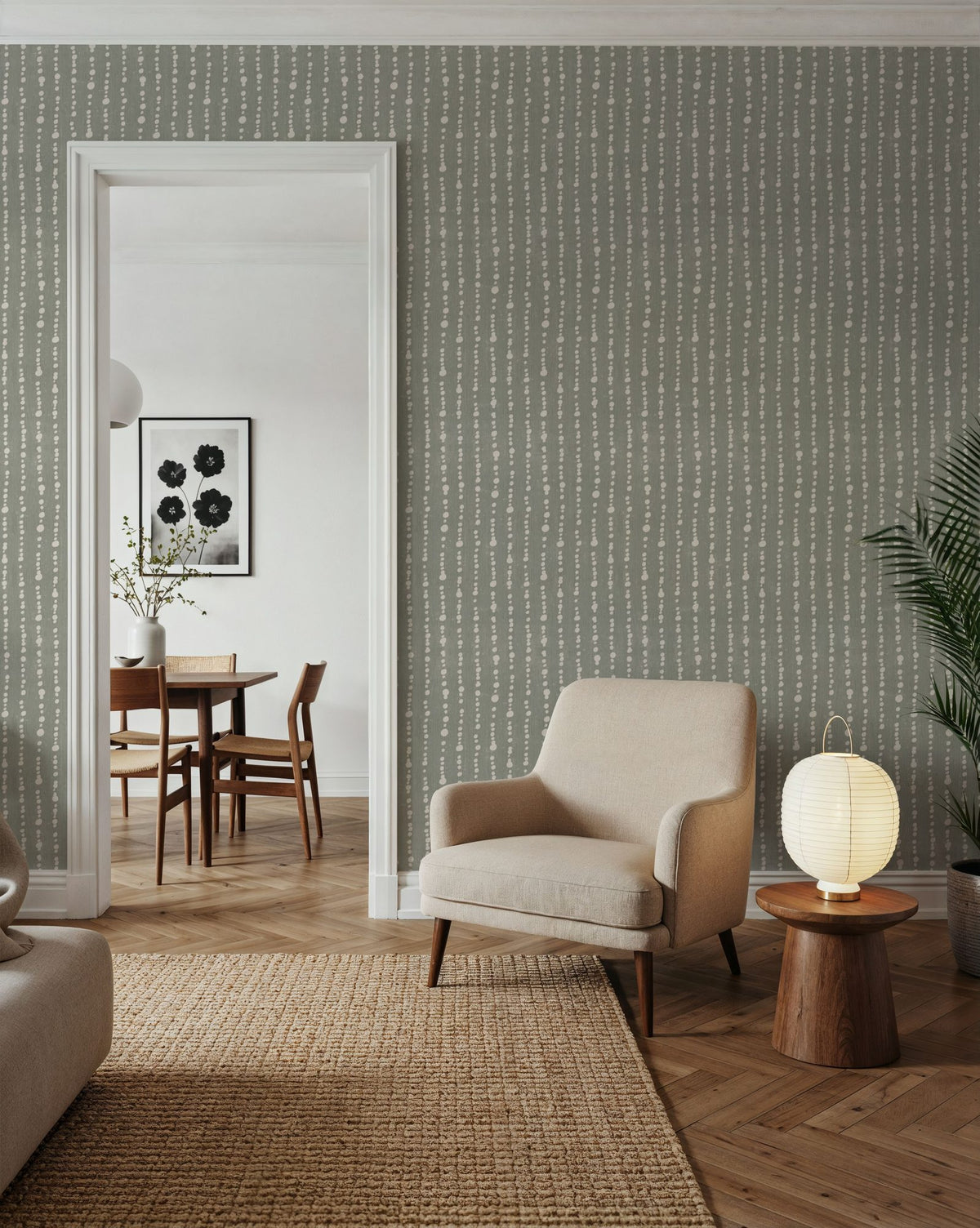 Woodland Drops Gray Mural Wallpaper - room preview 05