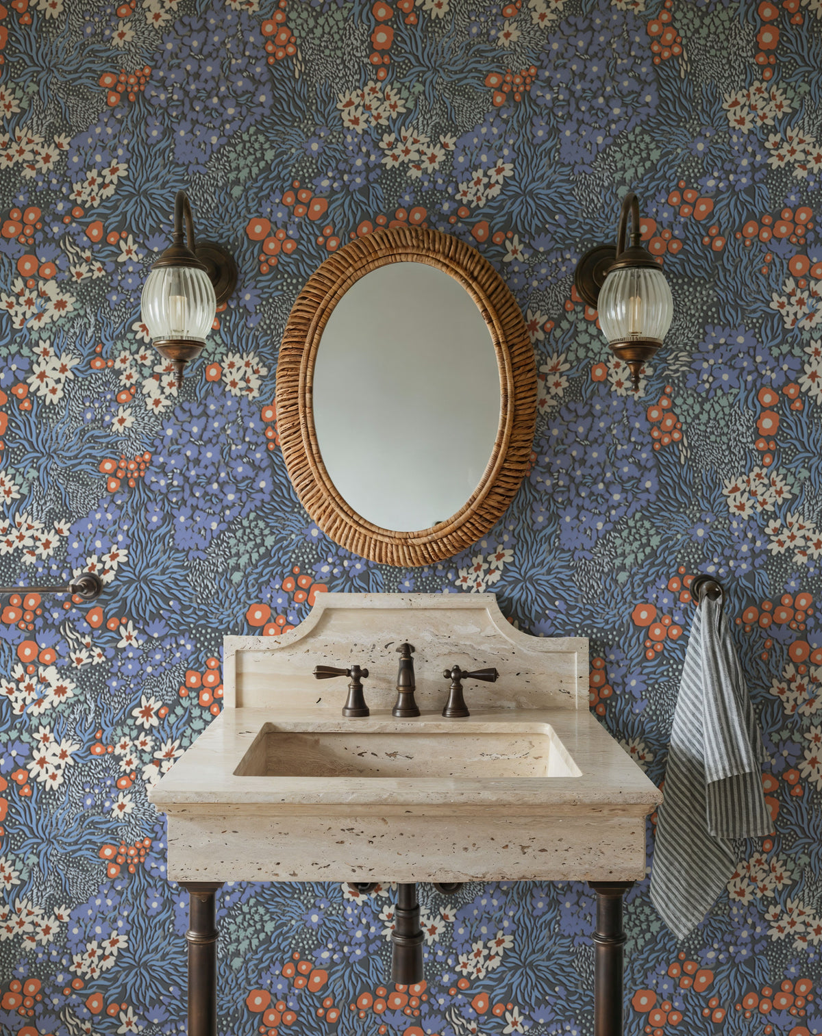 Floral Sparklers, Periwinkle Mural Wallpaper - room preview 05
