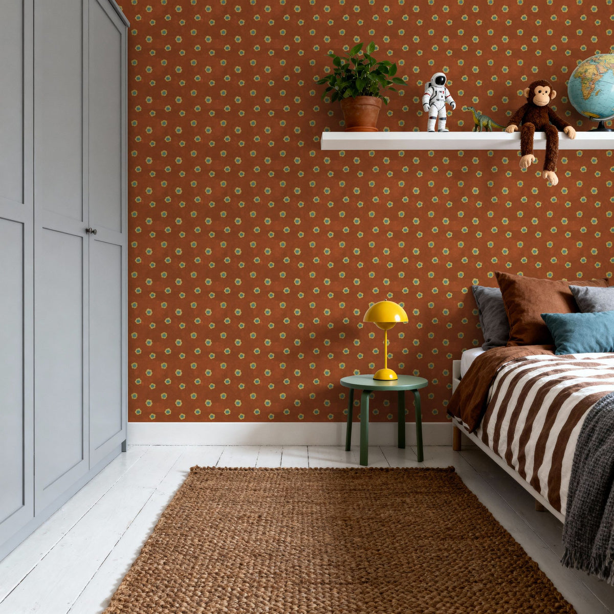 Autumn Buds Brown Mural Wallpaper - room preview 05