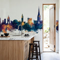 Norwich England Skyline Blue & Bronze Mural Wallpaper - room preview 05
