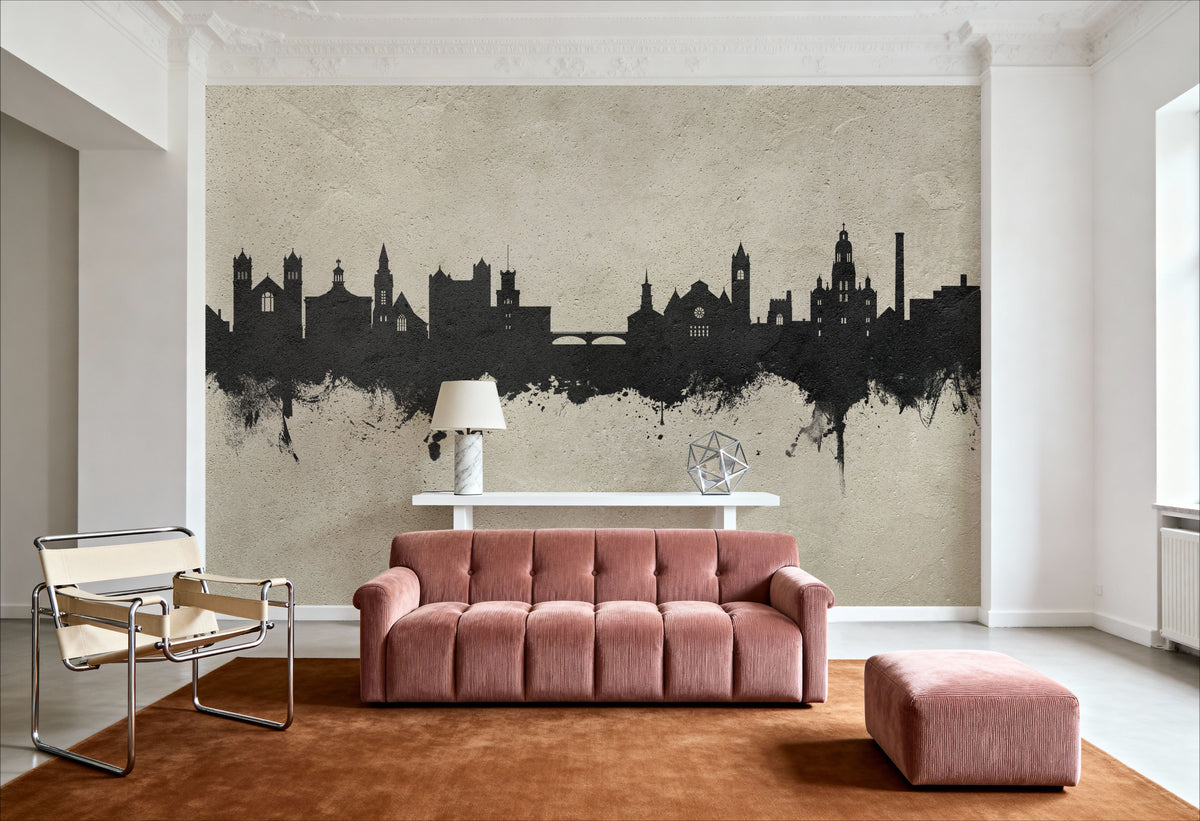 Nashua New Hampshire Skyline Concrete Mural Wallpaper - room preview 05