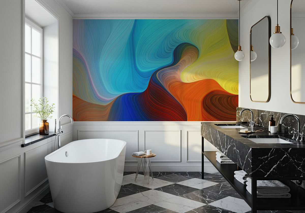 Abstract Wave Mural Wallpaper - room preview 05