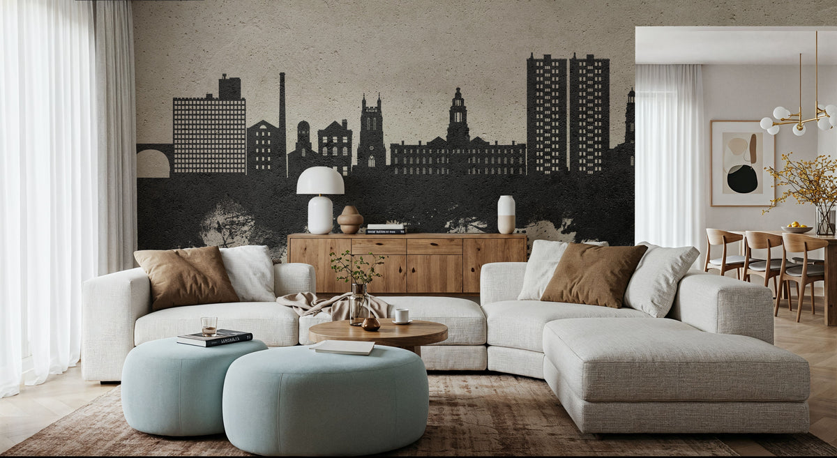 Stockport England Skyline Concrete Mural Wallpaper - room preview 05