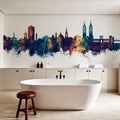 Kassel Germany Skyline Blue & Bronze Mural Wallpaper - room preview 05