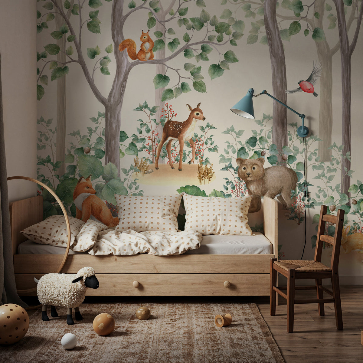 Nordic Forest Baby Animals Mural Wallpaper - room preview 05