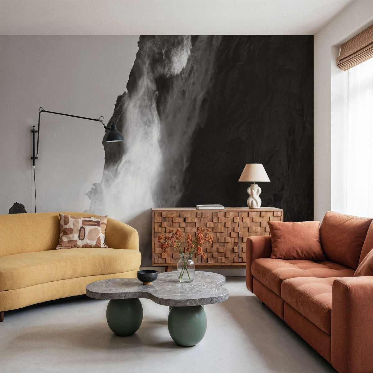 Western Brook Pond Waterfall Mural Wallpaper - room preview 05
