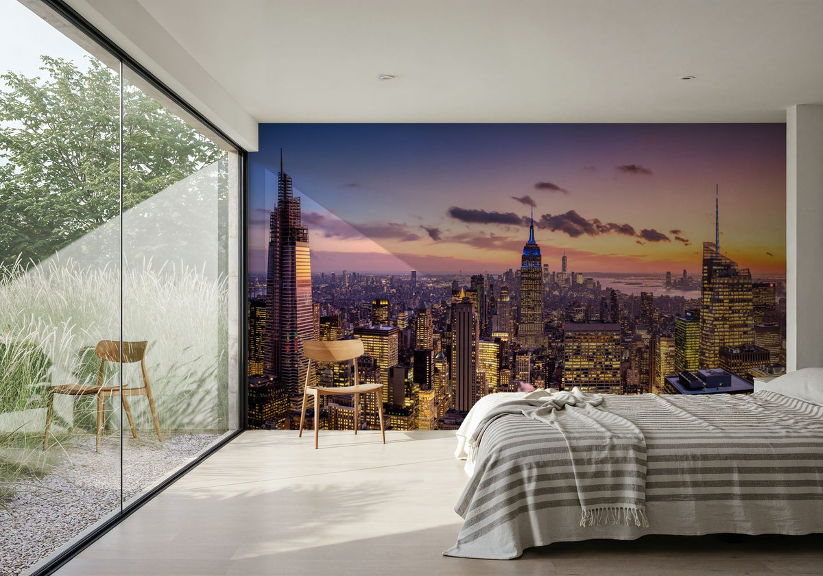 Manhattan Skyline Sunset Mural Wallpaper - room preview 05