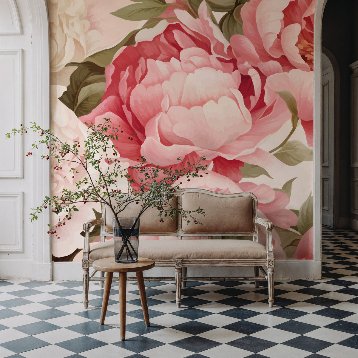 Boho Peony Mural Wallpaper - room preview 05