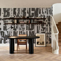 Letterpress Vintage Newspaper Collage, Grunge Mural Wallpaper - room preview 05