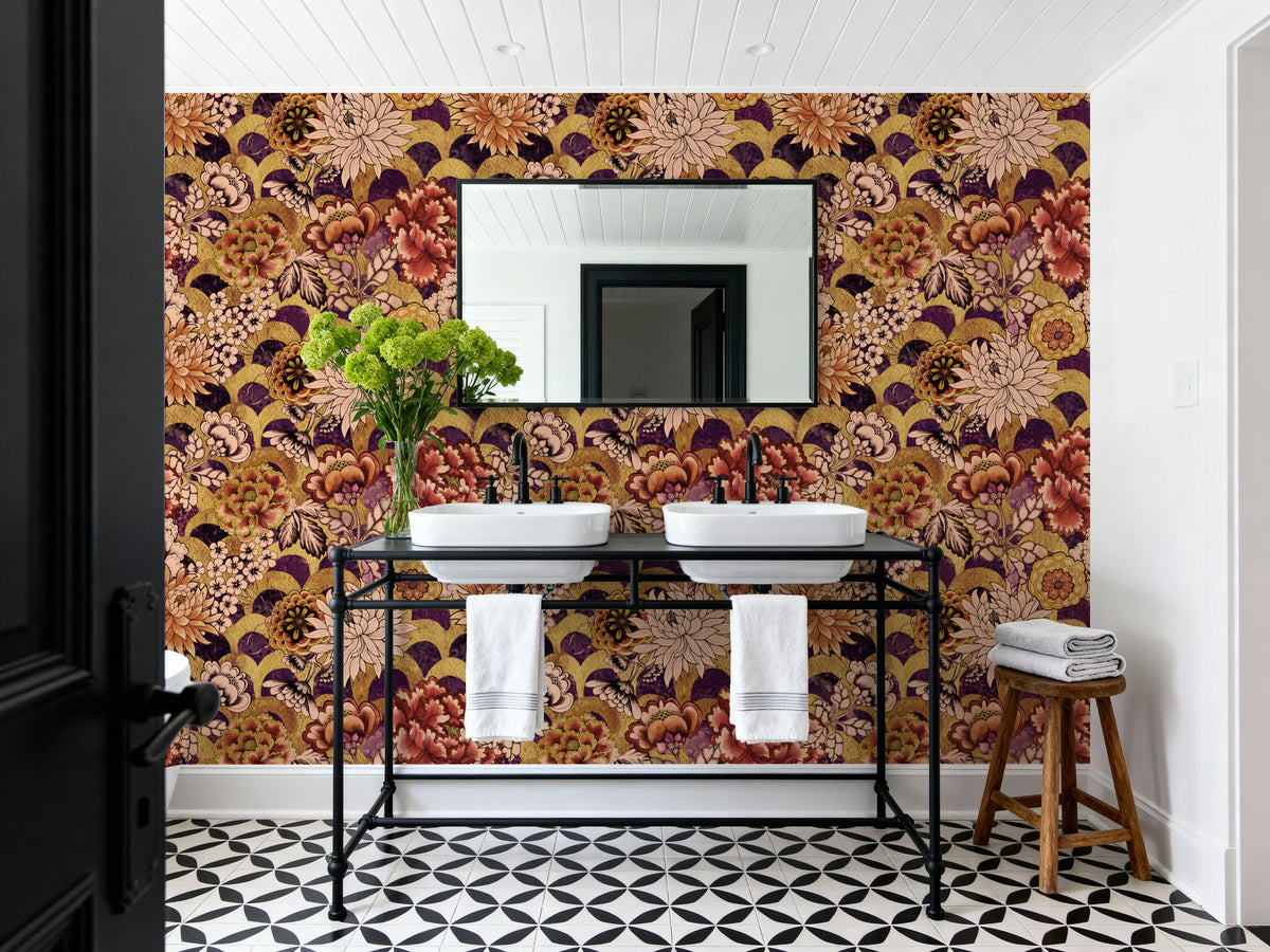 Vintage Floral Arches Mural Wallpaper - room preview 05