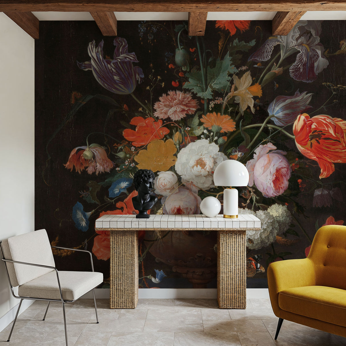 Still Life with Flowers and a Watch Mural Wallpaper - room preview 05