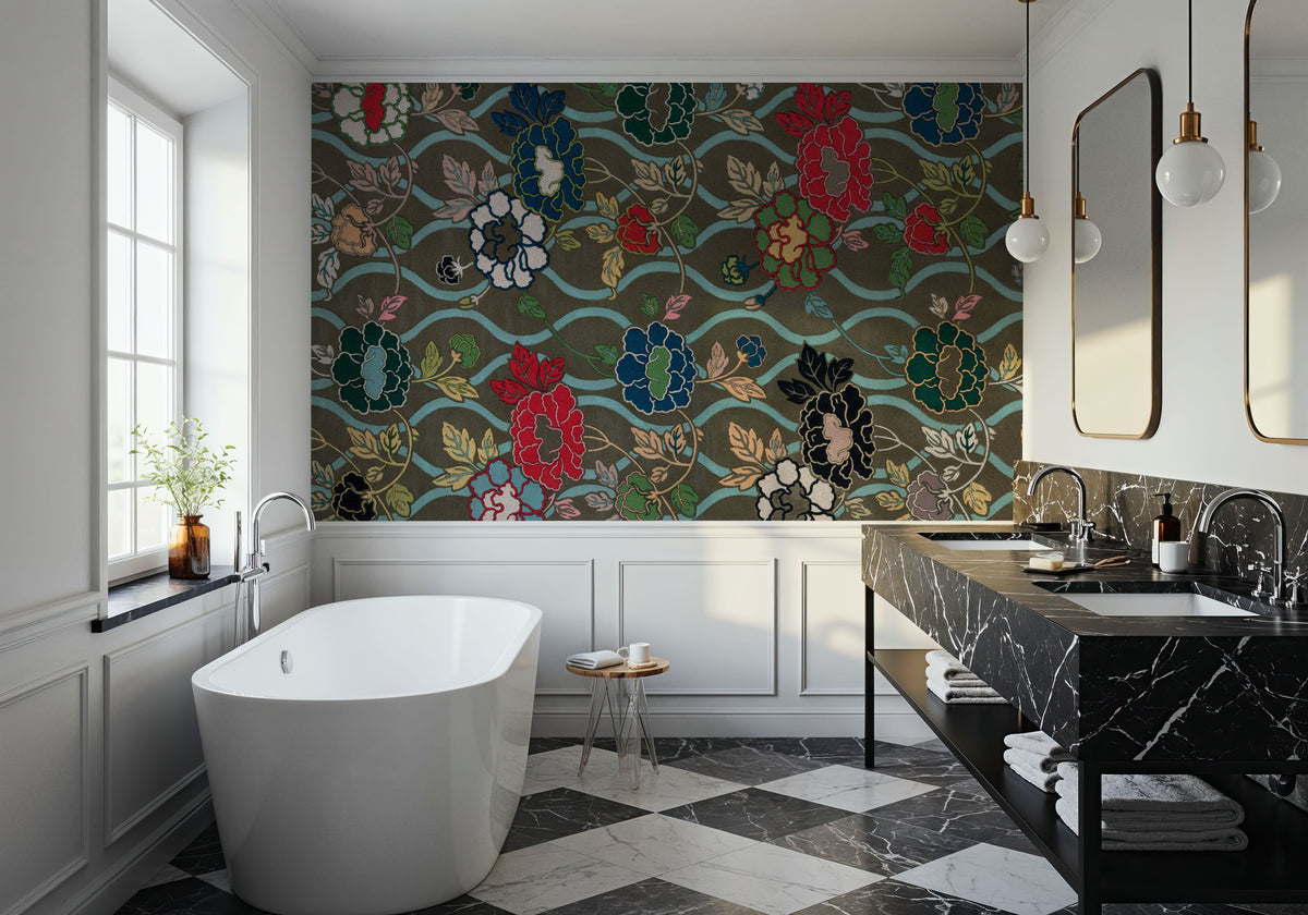 Japanese Flower Fans Mural Wallpaper - room preview 05
