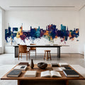 Fayetteville Arkansas Skyline Blue & Bronze Mural Wallpaper - room preview 05