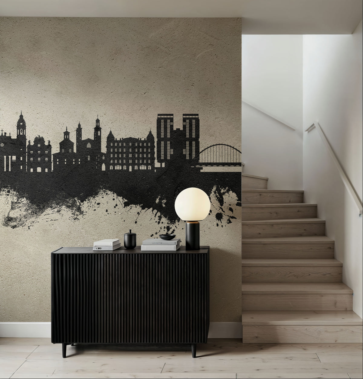 Pamplona Spain Skyline Concrete Mural Wallpaper - room preview 05