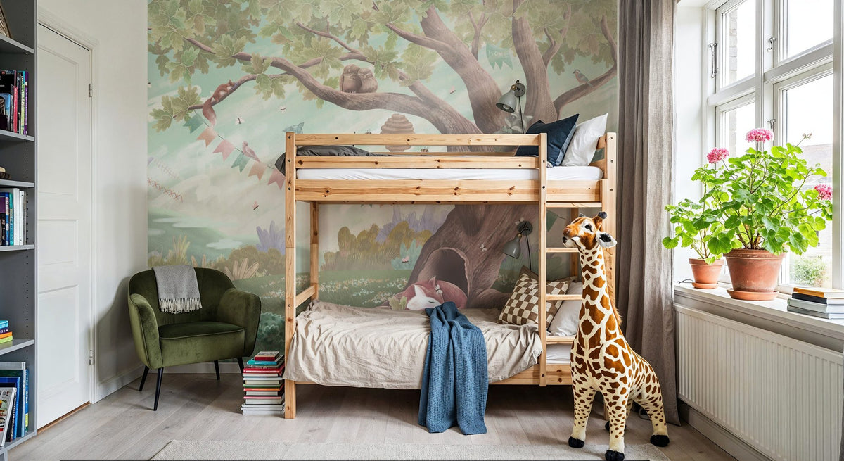 Oak Hill Slumber, Morning Fog Mural Wallpaper - room preview 05